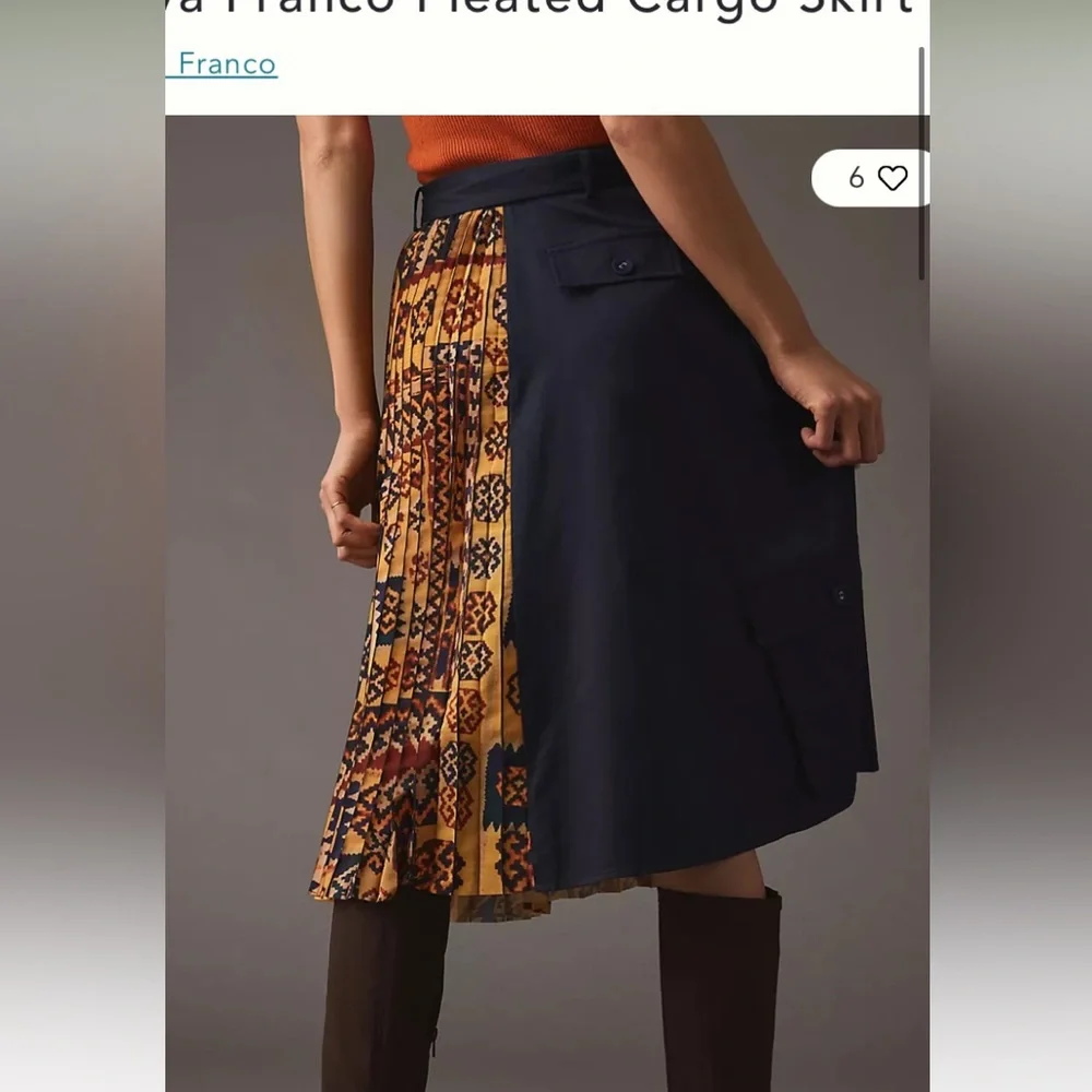 Eva‎ Franco for Anthropologie pleated cargo midi skirt . Spring 2023 178 retail - Picture 3 of 5